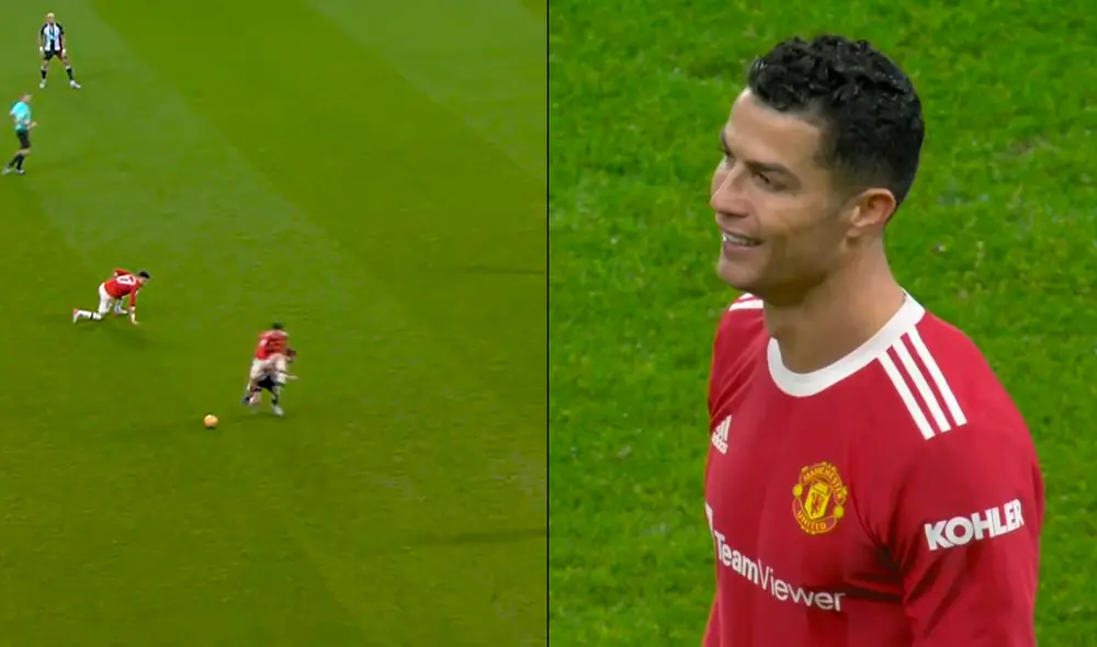 Cristiano Ronaldo fue salvado de la expulsión tras criminal entrada ante Fraser. Foto: captura de ESPN Cristiano Ronaldo fue salvado de la expulsión tras criminal entrada ante Fraser. Foto: captura de ESPN