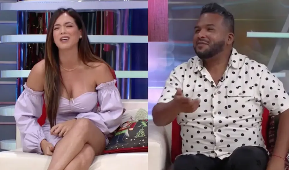 'Choca' Mandros interrumpió la amena conversación entre Jazmín Pinedo y Rebeca Escribens. Foto: Captura / América TV