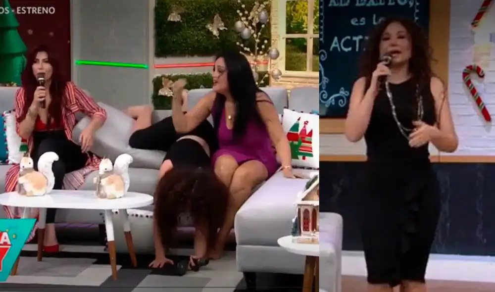 Janet Barboza se molestó por la falta de compañerismo al no ser ayudada tras caída. Foto: captura/América TV Janet Barboza se molestó por la falta de compañerismo al no ser ayudada tras caída. Foto: captura/América TV