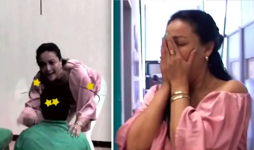 Mariella Zanetti no pudo evitar ponerse nerviosa al ver a uno de sus colegas desmayarse. Foto: capturas América hoy Mariella Zanetti no pudo evitar ponerse nerviosa al ver a uno de sus colegas desmayarse. Foto: capturas América hoy