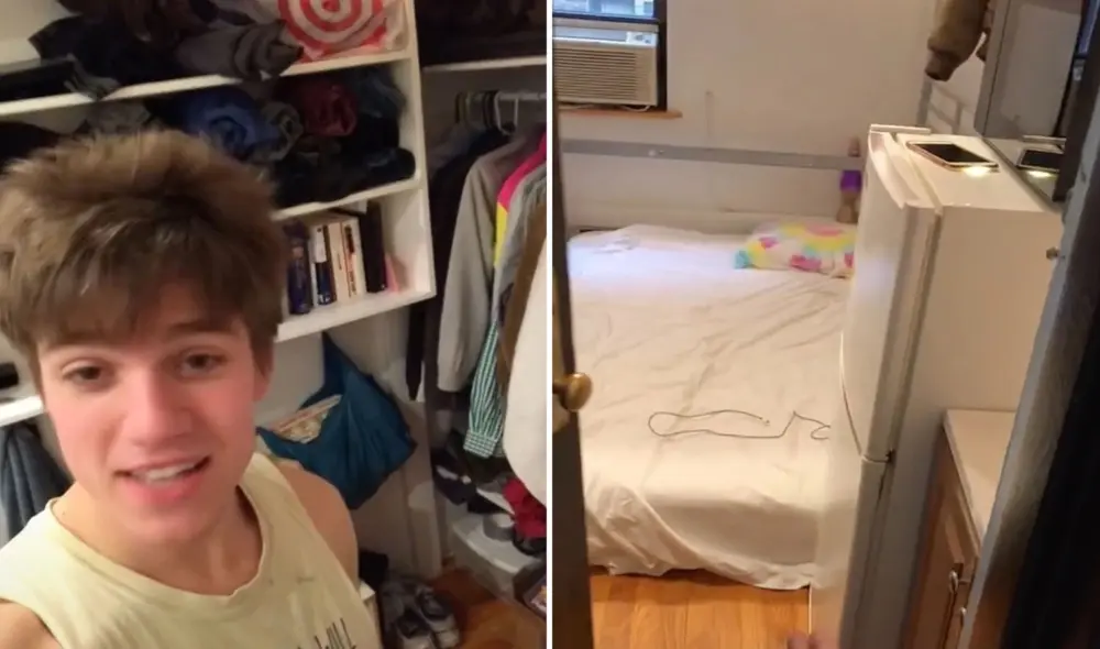 Hombre alquila un apartamento de siete metros cuadrados en Nueva York. Foto: captura de TikTok