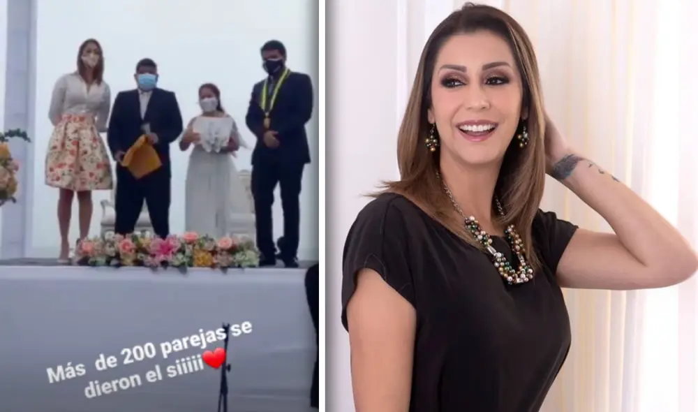 Karla Tarazona expresó su emoción al ser testigo del amor en cientos de parejas que se unieron en matrimonio previo al Año Nuevo. Foto: composición Instagram
