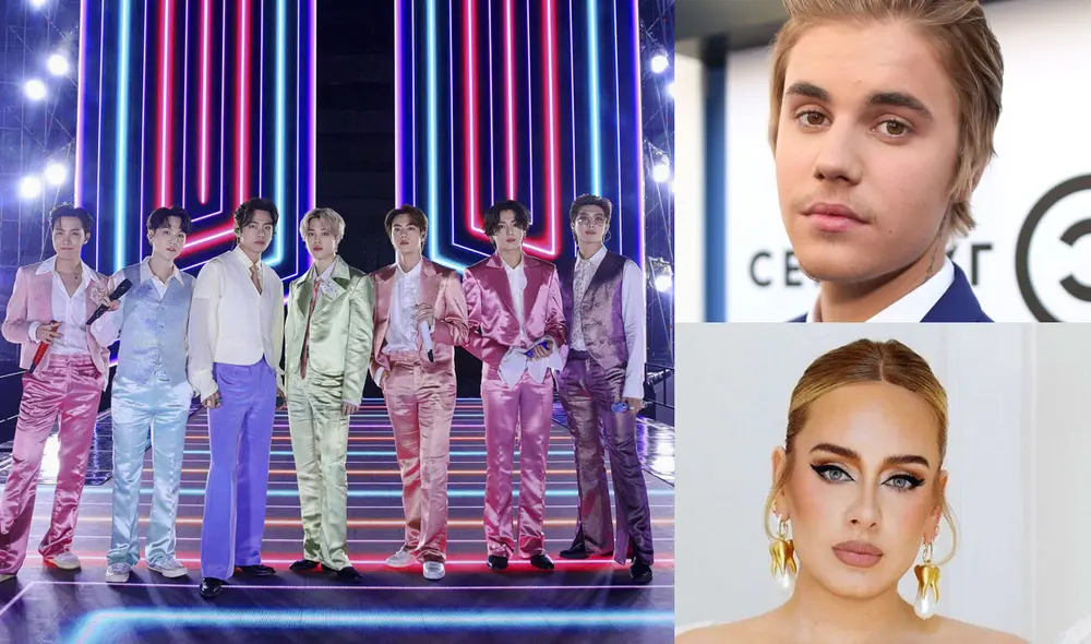 BTS, Justin Bieber y Adele forman parte de las 5 mejores internacionales propuestas por CNN News 18. Foto: composición La República/BIGHIT/Getty Images/Instagram @Adele