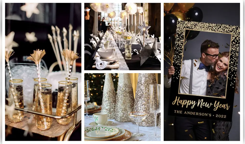 ¿Quieres celebrar el Año Nuevo 2022 por todo lo grande pero no sabes cómo decorar? AQUÍ te presentamos algunas ideas para iluminar tus ambientes y la cena. Foto: composición