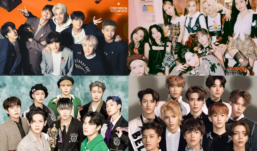 Los grupos k-pop del momento preparan conciertos para el 2022. Foto: composición La República/BIGHIT/JYP/KQ/SM