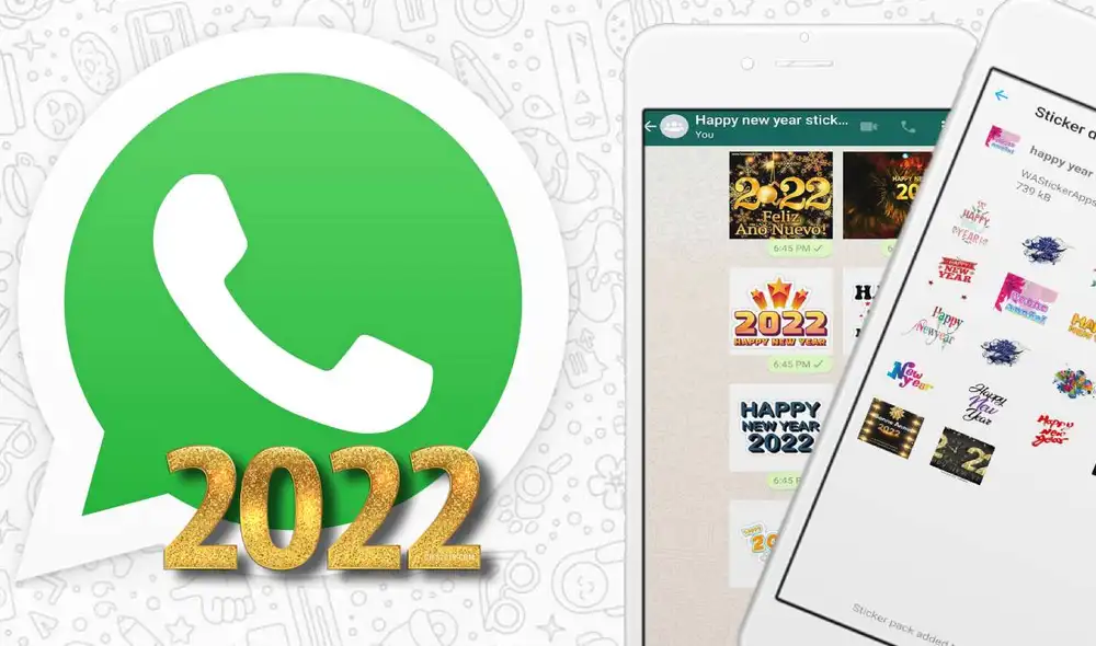 Dale la bienvenida al 2022 como se debe y descubre los mejores stickers de WhatsApp para felicitar a tus contactos esta medianoche. Foto: Composición LR