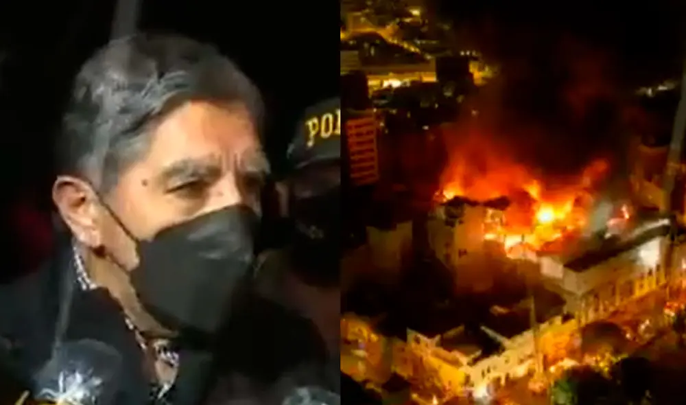 El ministro del Interior llegó hasta el Centro de Lima para verificar los trabajos que realizan bomberos, PNP y Municipalidad de Lima. Foto: captura de Canal N