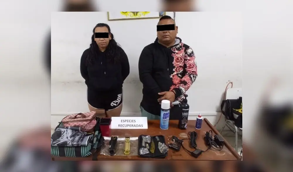 Jimy Valdemar y Guilleli Hernández fueron detenidos en la avenida Casals. Foto: PNP Jimy Valdemar y Guilleli Hernández fueron detenidos en la avenida Casals. Foto: PNP