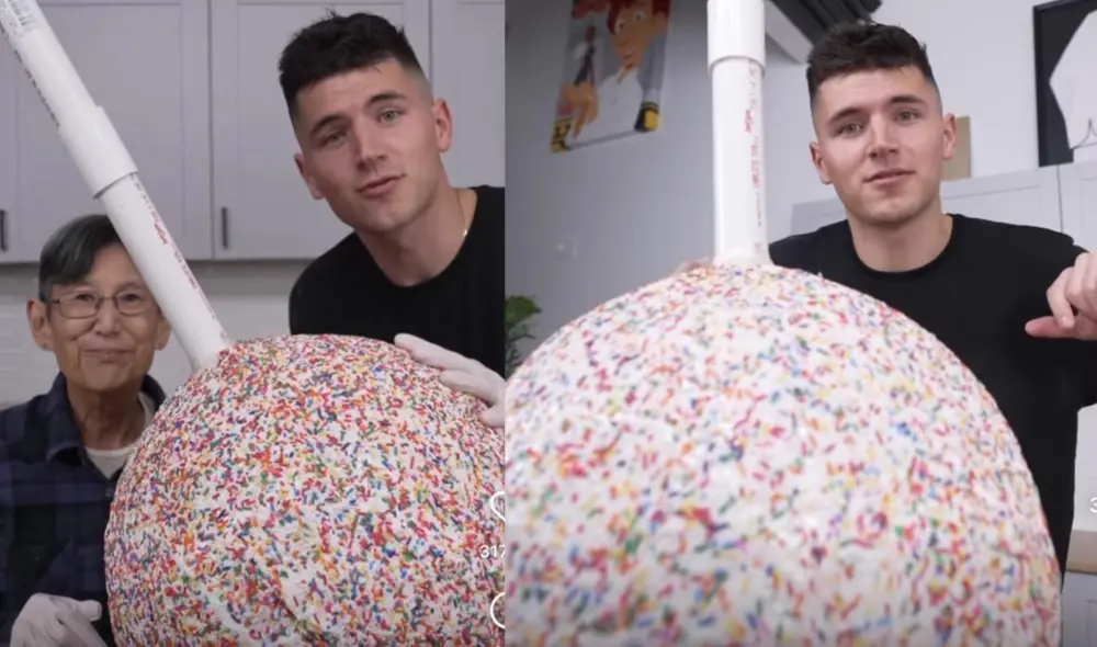 Chefs hicieron una paleta de pastel gigante de 44 kg y ganaron un récord Guinness. Foto: captura de TikTok.