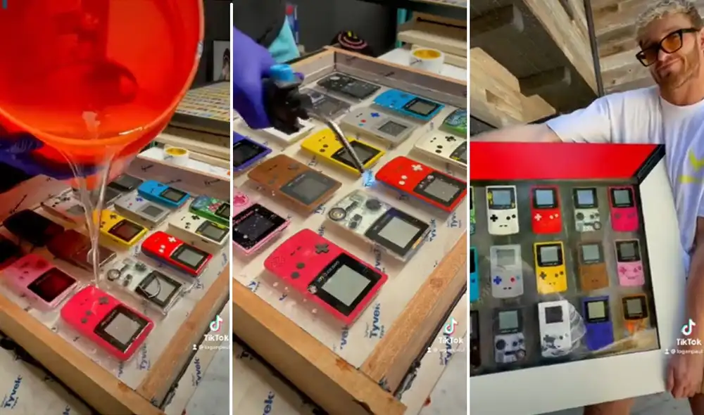 Así quedó el cuadro de Logan Paul compuesto por 15 Game Boy. Foto: captura de YouTube