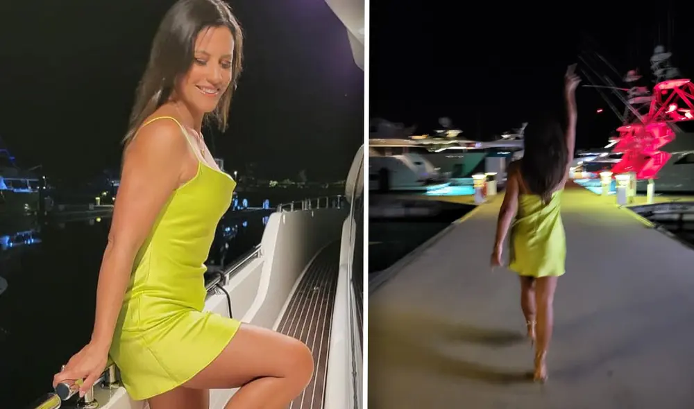 María Pía Copello usó un vestido corto tipo coctel en tono amarillo y unos zapatos de taco aguja en color dorado. Foto: composición Instagram