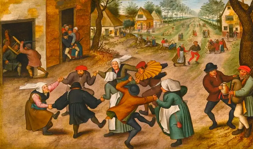 Imagen representativa de la 'epidemia de baile' que mató a cientos de personas en 1518. Foto: Pieter Brueghel the Younger