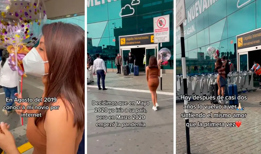 Una pareja protagonizó una conmovedora escena en el aeropuerto, luego que se volvieron a ver tras permanecer separados varios meses. Foto: captura de YouTube