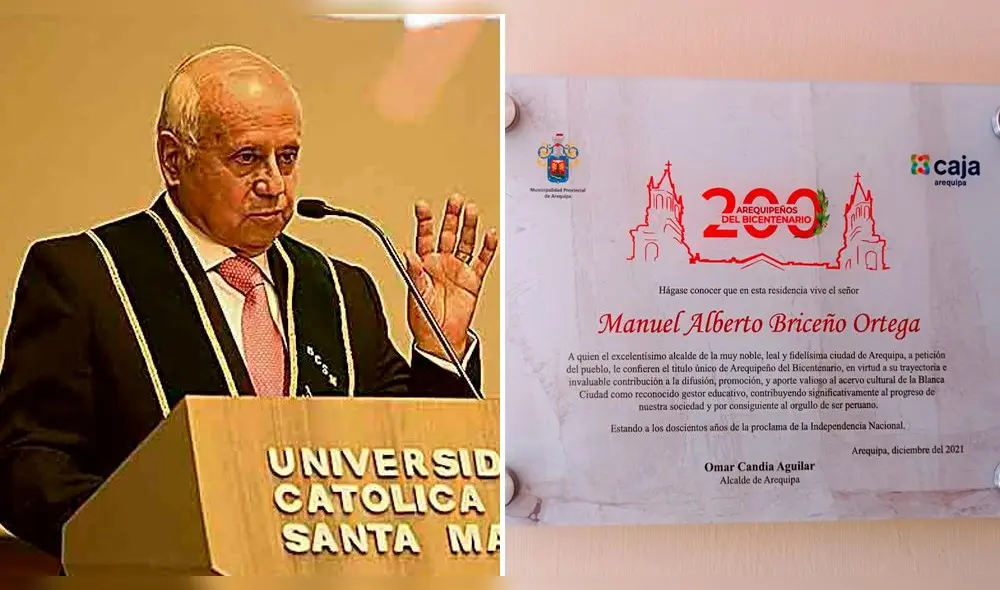Rector de la UCSM recibió distinción entregada a 200 arequipeños. Foto: UCSM