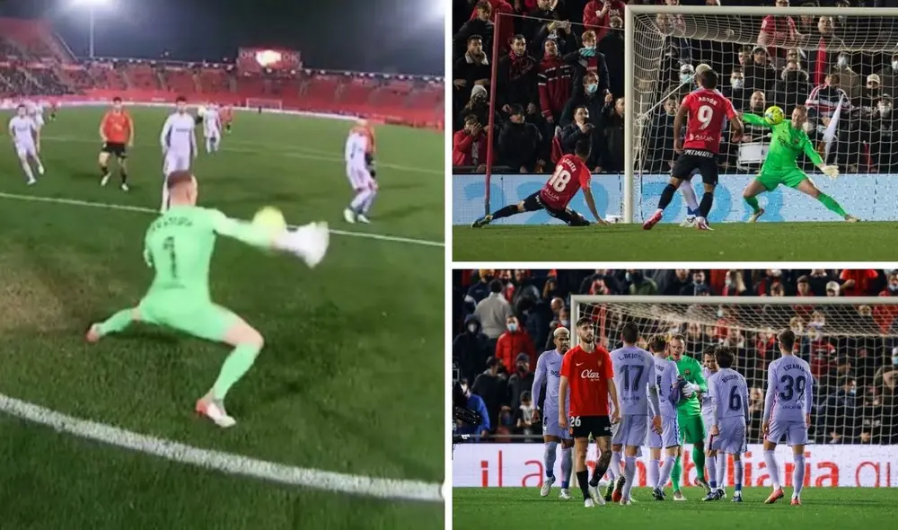 Gran atajada de Ter Stegen ante el Mallorca. Foto: captura ESPN.