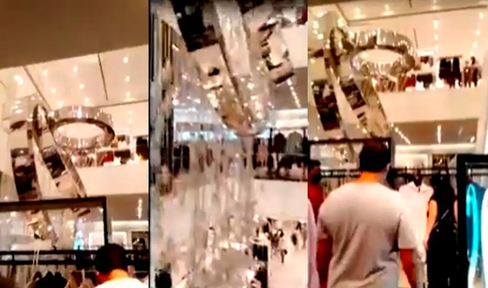 Clientes continuaron ingresando a tiendas pese al riesgo de caída del candelabro. Foto: capturas/Canal N