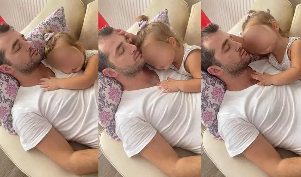 El padre también aprovechó el momento para darle un beso en el cachete a su hija. Foto: captura de YouTube
