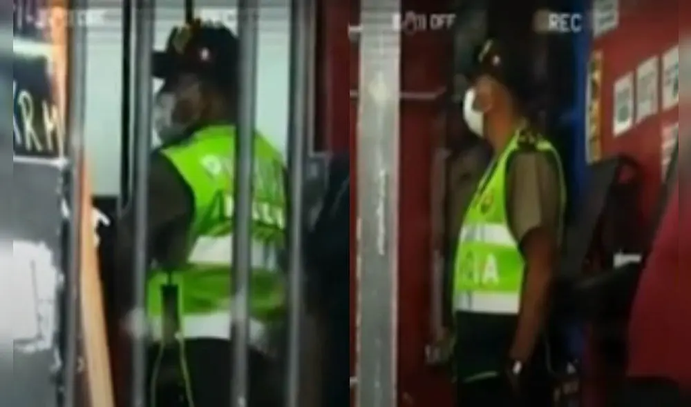 Efectivo policial no supo responder ante cuestionamientos sobre su horario laboral. Foto y video: ATV Efectivo policial no supo responder ante cuestionamientos sobre su horario laboral. Foto y video: ATV