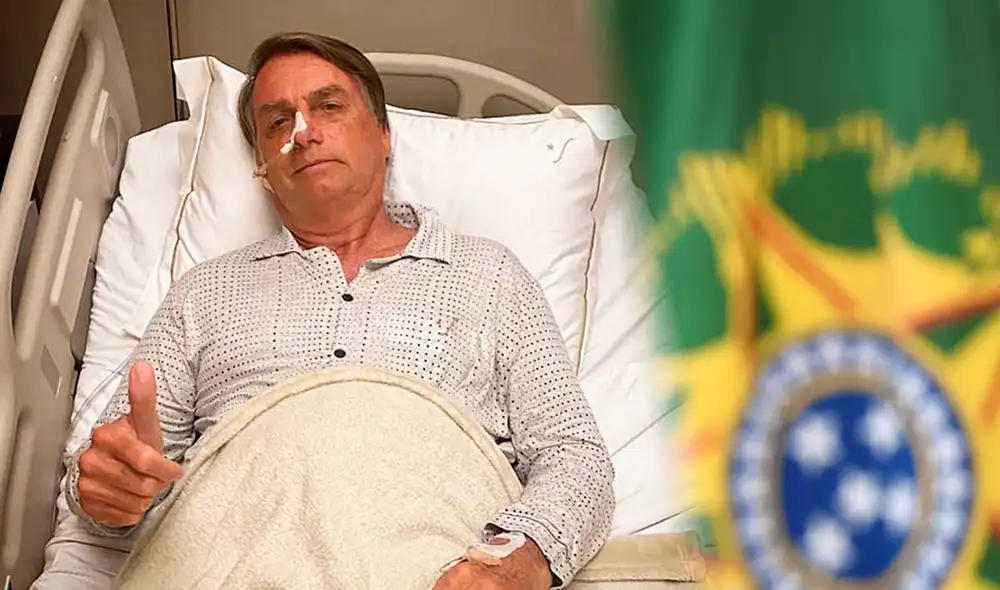 Jair Bolsonaro, presidente de Brasil, posa para una foto mientras está hospitalizado por una obstrucción intestinal. Foto: composición/AFP Jair Bolsonaro, presidente de Brasil, posa para una foto mientras está hospitalizado por una obstrucción intestinal. Foto: composición/AFP