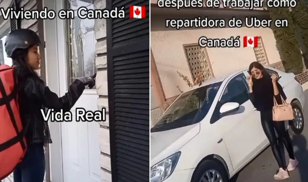 Latina con un título universitario asegura ganar más dinero como repartidora de delivery en Canadá. Foto: captura de TikTok.