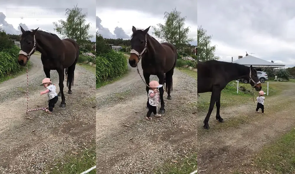 La pequeña tenía un gorrito rosado que la protegía de los rayos solares. Foto: captura de YouTube