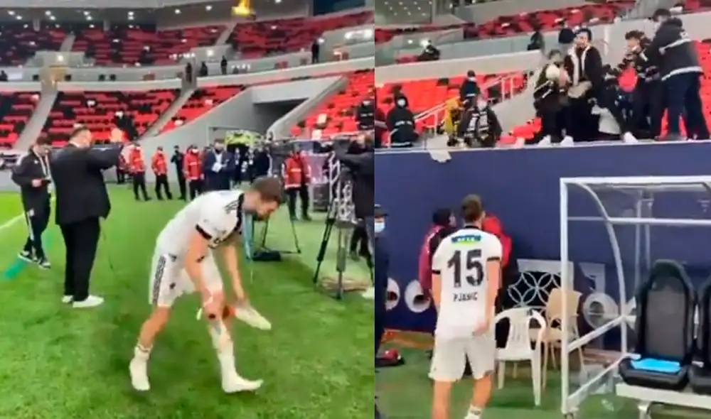 El gran gesto de Miralem Pjanić al regalar sus botines a los fanáticos del Besiktas. Foto: Captura ESPN