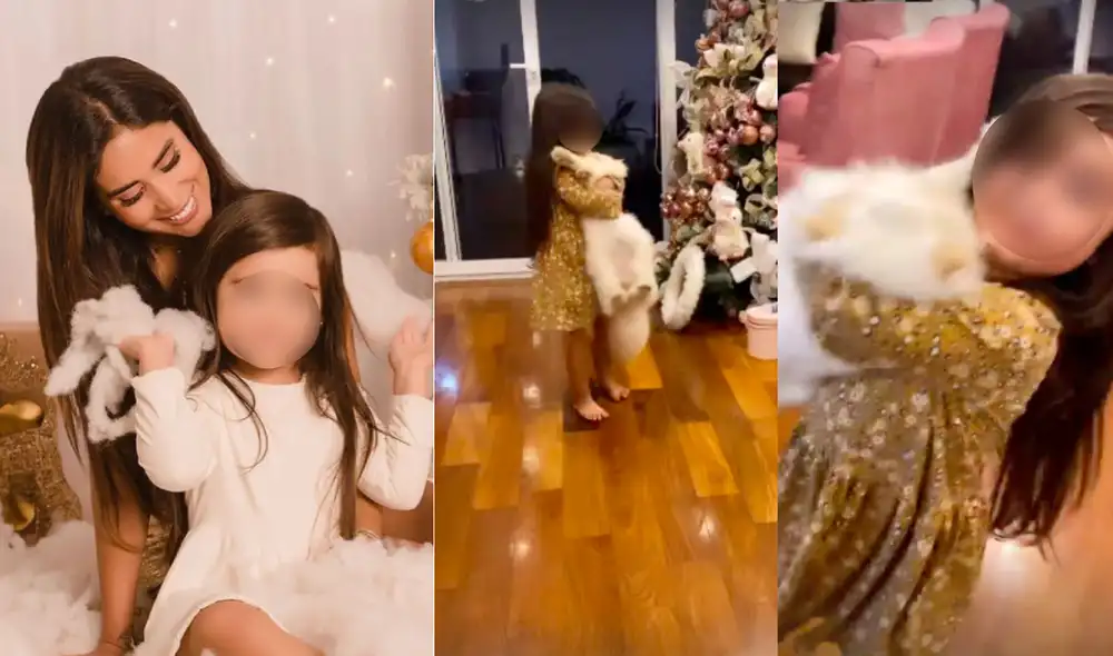 En las imágenes, se puede ver a la pequeña Mía abrazando tiernamente a su mascota. Foto: composición captura Instagram En las imágenes, se puede ver a la pequeña Mía abrazando tiernamente a su mascota. Foto: composición captura Instagram