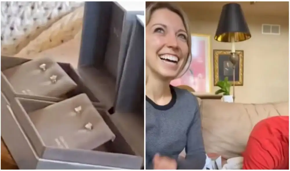 Hombre idea un desafío para que su esposa descubra cuál joya era falsa. Foto: captura de TikTok.