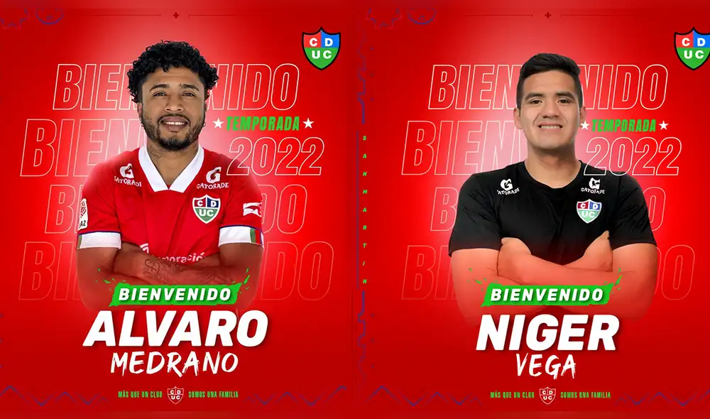 Medrano y Vega fueron anunciados por el club como refuerzos. Foto: Unión Comercio