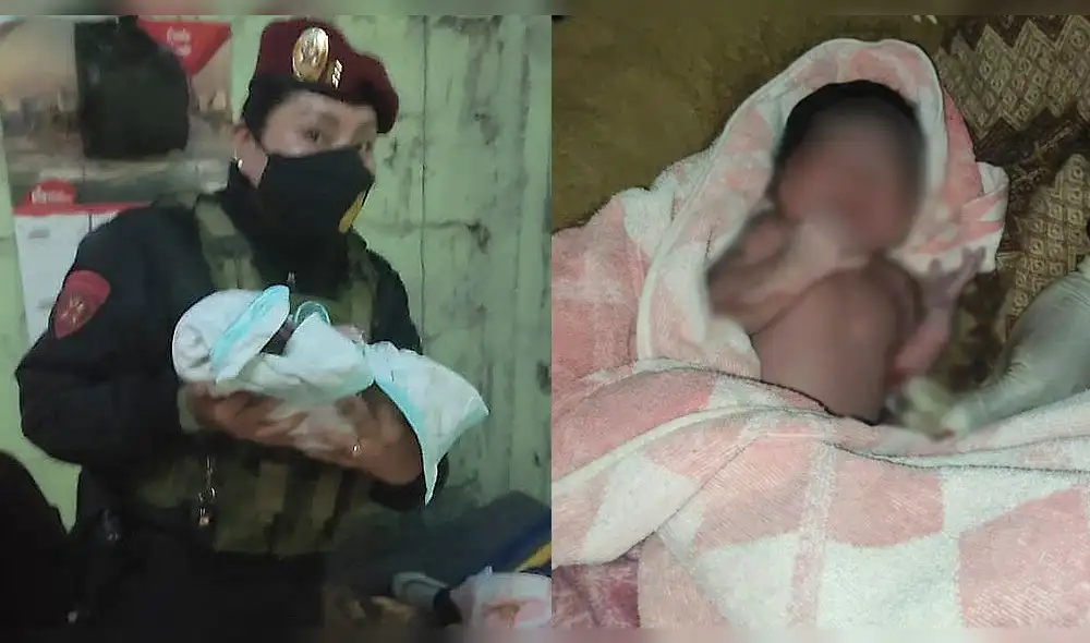 Los policías actuaron rápidamente. Brindaron primeros auxilios, cortaron el cordón umbilical y limpiaron a la recién nacida. Foto: composición LR/PNP