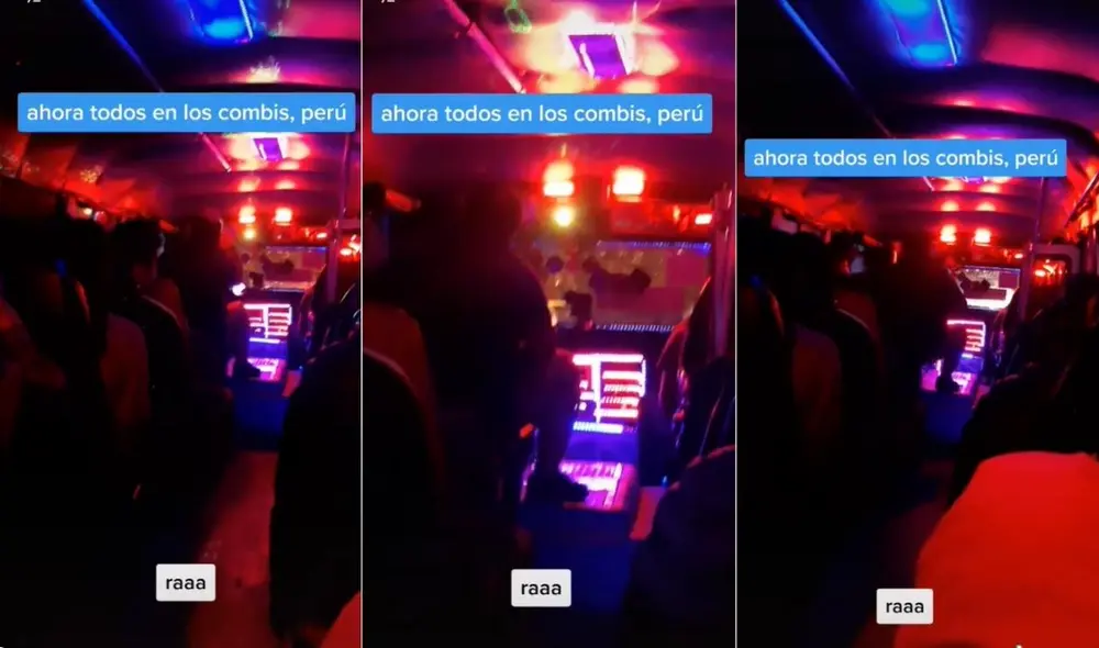 La escena de la combi con el interior muy parecido al de una discoteca no tardó en viralizarse por las redes. Foto: captura de TikTok