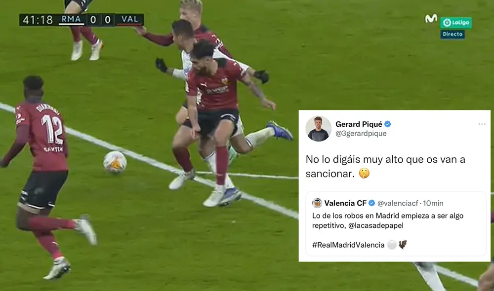 Real Madrid se vio favorecido con un penal dudoso ante Valencia. Foto: composición/captura