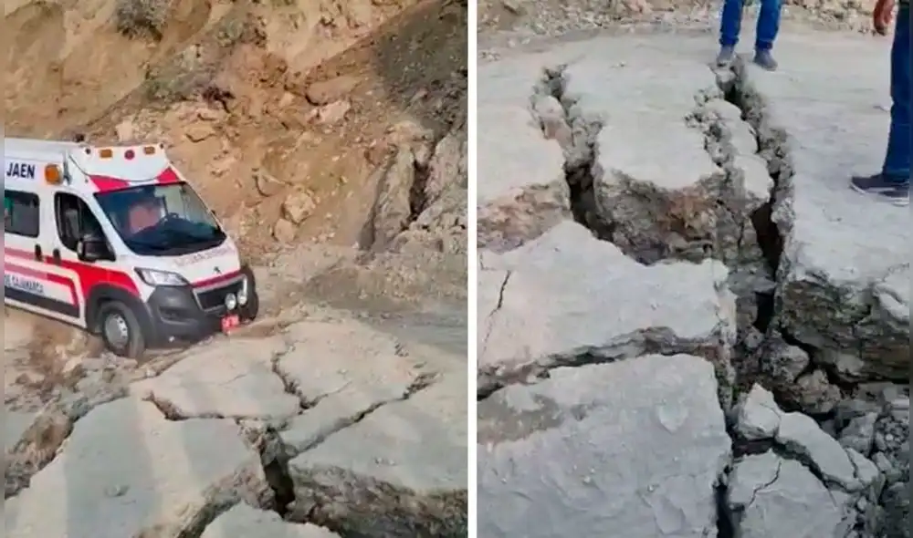 Ambulancia tuvo problemas para cruzar por este tramo. Foto: captura de video/Ahora Jaén. Ambulancia tuvo problemas para cruzar por este tramo. Foto: captura de video/Ahora Jaén.