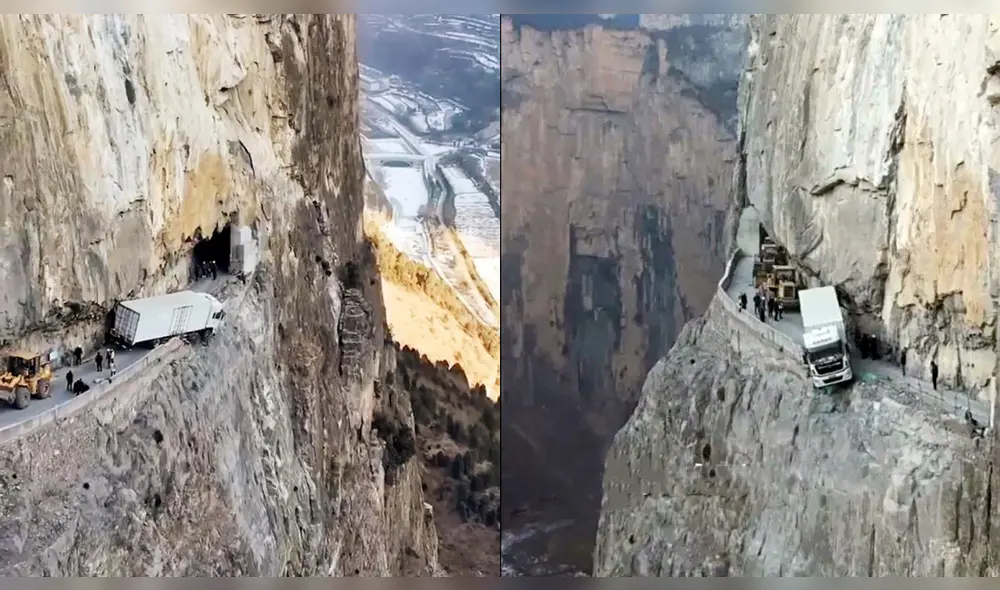 La navegación por satélite envió al conductor a una estrecha carretera de montaña. Foto: Twitter / @chalkeblue