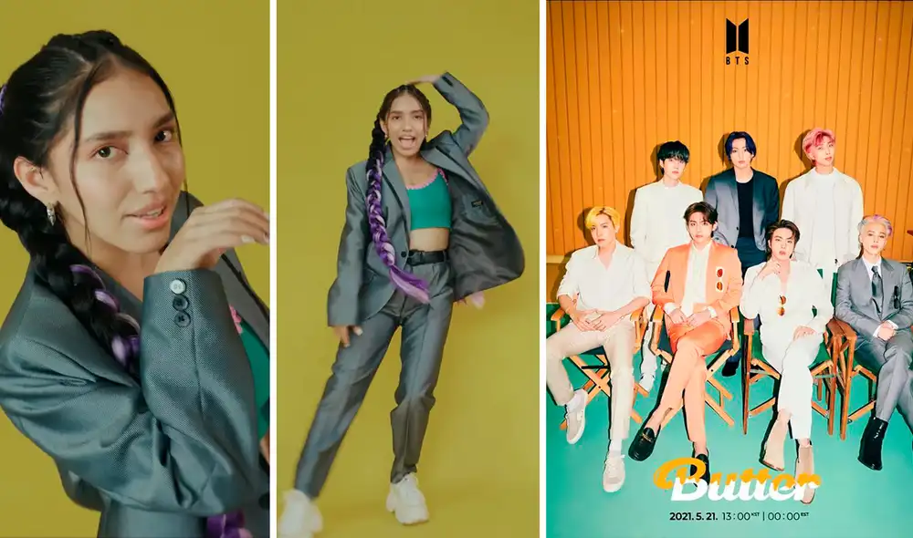 Artista ayacuchana de 20 años también replicó la coreografía de "Butter". Foto: capturas YouTube/BIGHIT