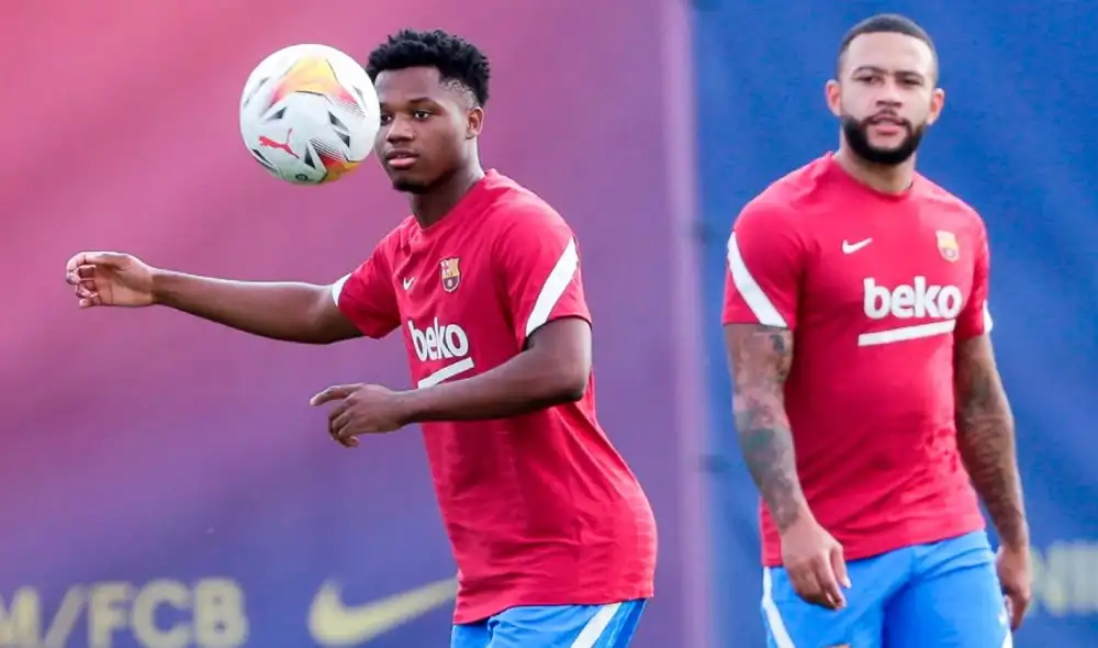 Ansu Fati y Memphis Depay son los goleadores del FC Barcelona en la actual temporada, con ocho y cuatro goles respectivamente. Foto: EFE