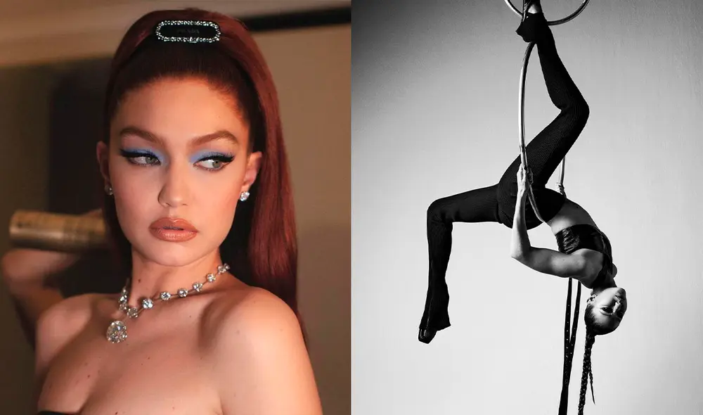 La modelo Gigi Hadid aprendió a hacer piruetas en el trapecio para la portada de V Magazine. Foto: composición/Instagram/V Magazine
