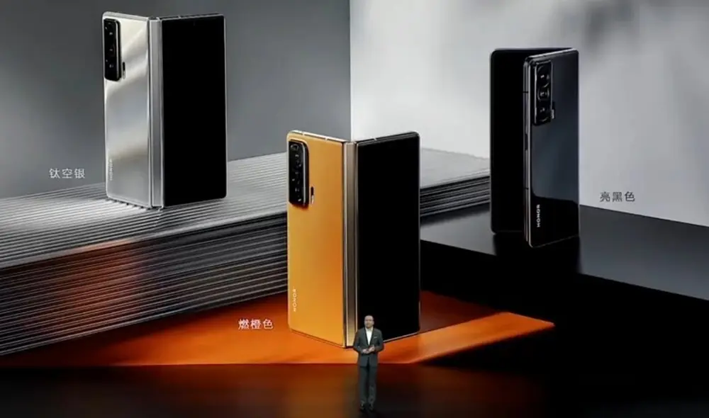 El Honor Magic V estará disponible en tres diferentes colores. Foto: Xataka