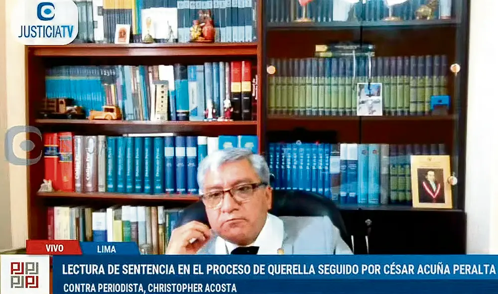 El juez. Raúl Jesús Vega en la lectura de la sentencia contra Acosta y Pimentel. Foto: captura Justicia TV