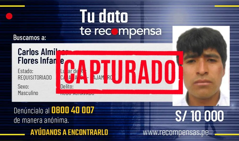 Presentaba una requisitoria vigente dictada por la Segunda Sala de Apelaciones de Cajamarca. Foto: Mininter Presentaba una requisitoria vigente dictada por la Segunda Sala de Apelaciones de Cajamarca. Foto: Mininter