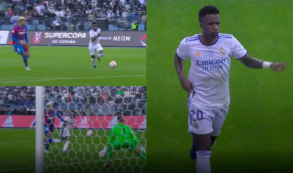 'Vini' abrió el marcador a los 25 minutos del clásico español. Foto: captura DirecTV Sports 'Vini' abrió el marcador a los 25 minutos del clásico español. Foto: captura DirecTV Sports
