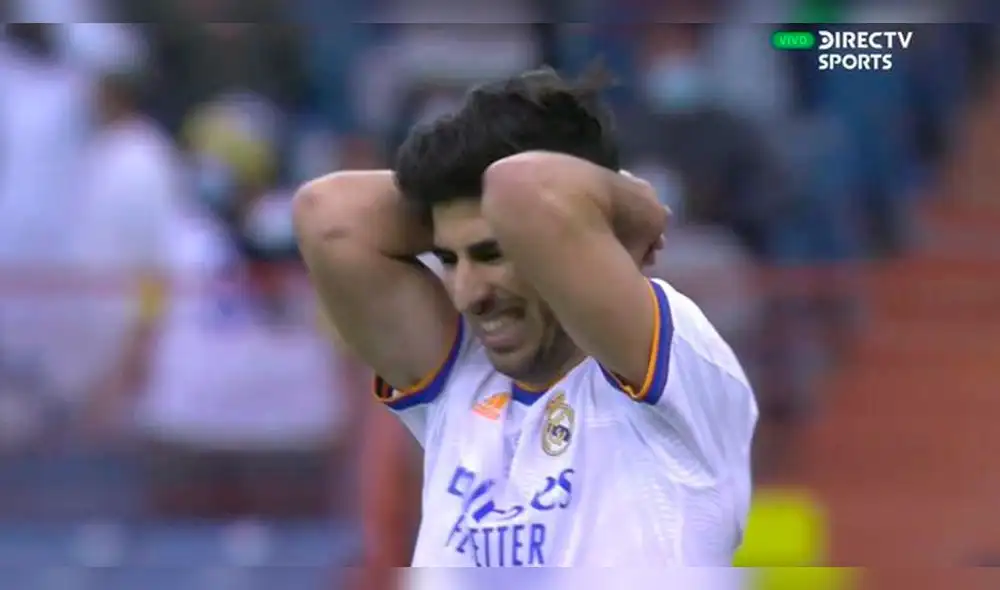 El lamento de Marco Asencio tras su error de definición. Foto: Captura DirecTV Sports El lamento de Marco Asencio tras su error de definición. Foto: Captura DirecTV Sports