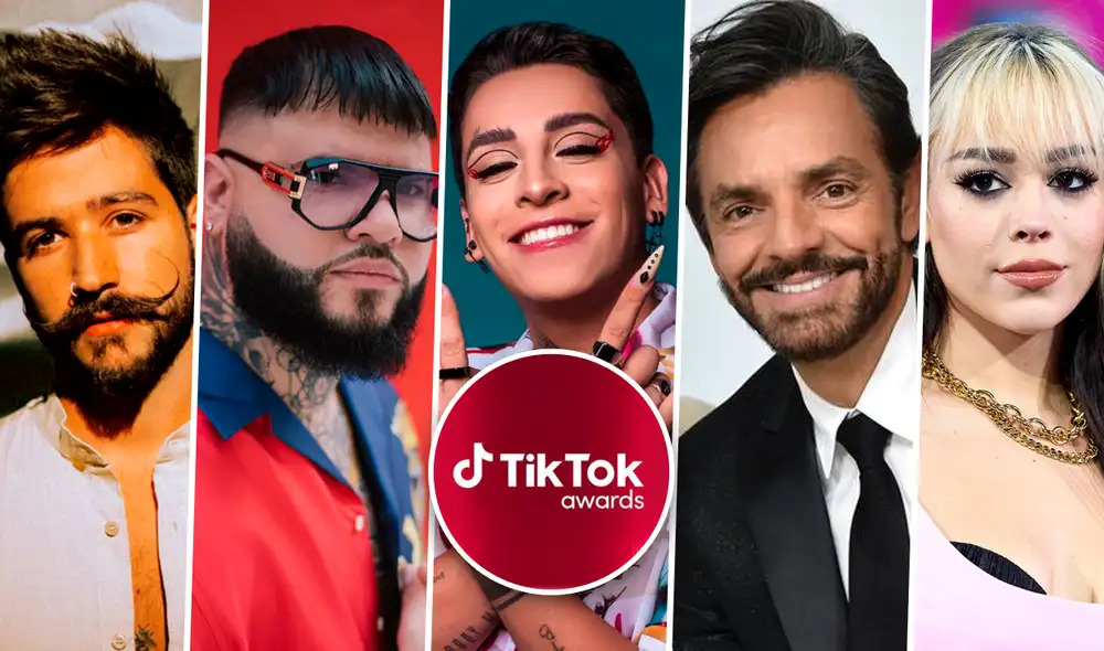 Camilo, Farruko, Kunno, Eugenio Derbez y Danna Paola se perfilan a ganar los premios TikTok. Foto: Composición LR