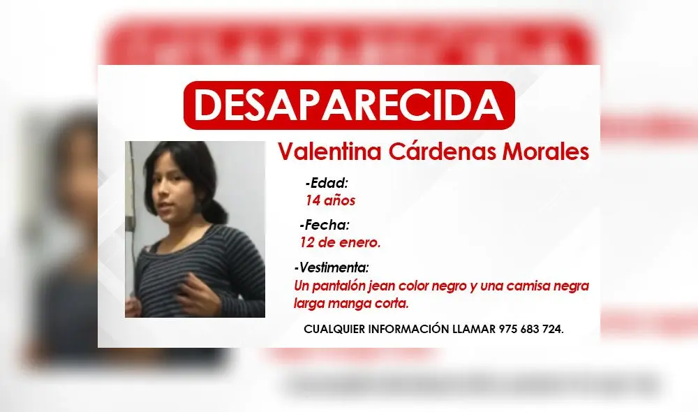 Familia pide ayuda urgente para hallar a la menor de 14 años que salió el último 12 de enero. Foto: composición/LR Familia pide ayuda urgente para hallar a la menor de 14 años que salió el último 12 de enero. Foto: composición/LR