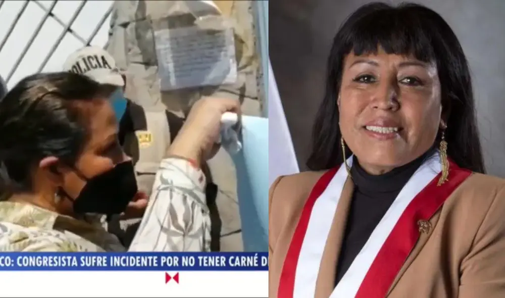 Personal del Gobierno Regional de Huánuco impidió el ingreso de la congresista Elizabeth Medina, de Perú Libre, quien no está vacunada, pese a inicio de la tercera ola de contagios de la COVD-19. Foto: composición/Congreso/TV Perú Personal del Gobierno Regional de Huánuco impidió el ingreso de la congresista Elizabeth Medina, de Perú Libre, quien no está vacunada, pese a inicio de la tercera ola de contagios de la COVD-19. Foto: composición/Congreso/TV Perú