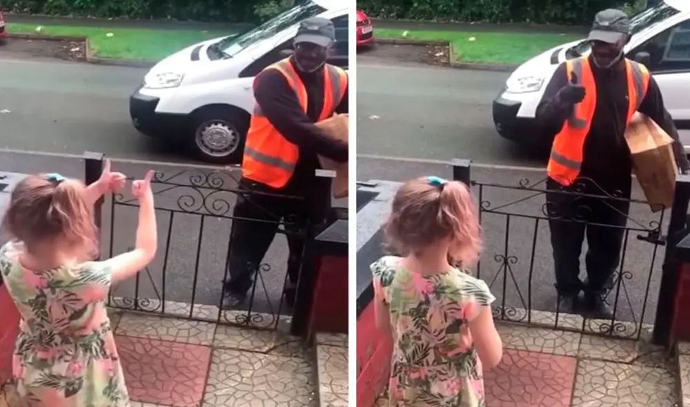 Una madre grabó la sorpresa que le dio su hija a un hombre que se volvió su amigo, ya que le mencionó unas tiernas frases tras formar unas señas con sus manos. Foto: captura de Facebook