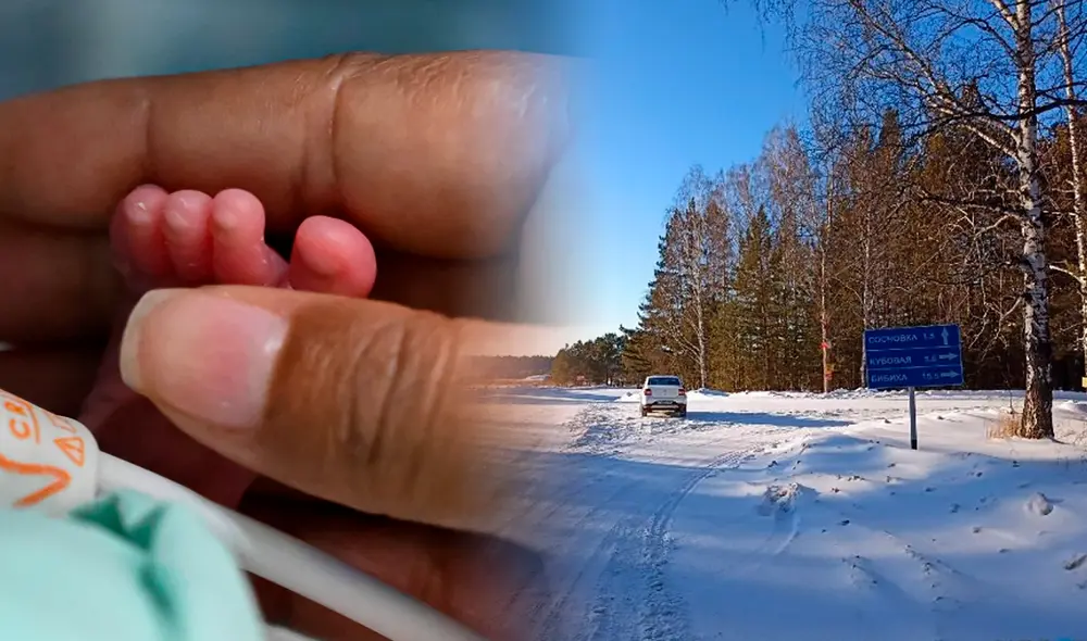 La caja estaba en una curva, a la salida del pueblo Sosnovka. Foto: composición/AFP