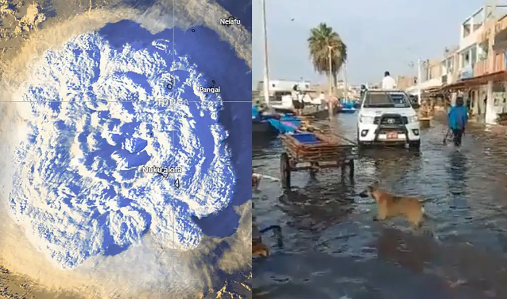 Erupción volcánica trajo consecuencias en diversos países del mundo, incluyendo el Perú. Foto:composición/EFE/Serenazgo