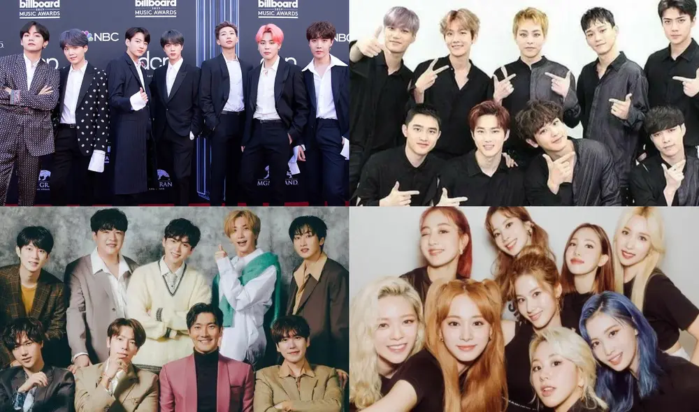 Grupos k-pop consiguen récord junto a artistas de talla internacional como los artistas más premiados. Foto: composición La República/BIGHIT/SMTOWN/JYP