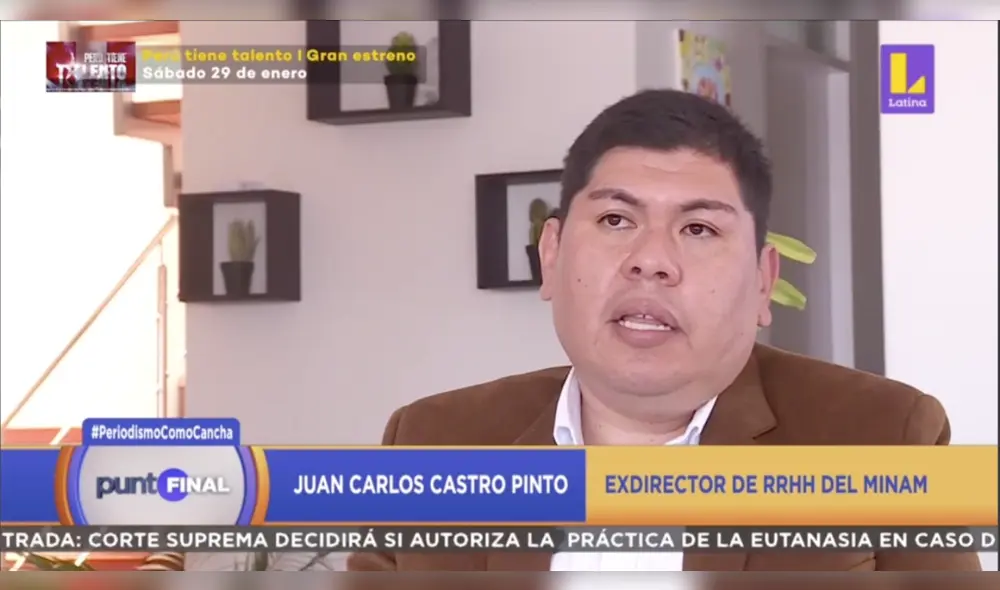Juan Carlos Pinto reveló presiones para favorecer a ciertos postulantes al Minam. Foto: captura de Latina